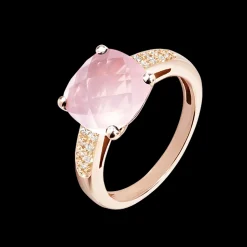 ring Poppy Quartz roze met diamanten